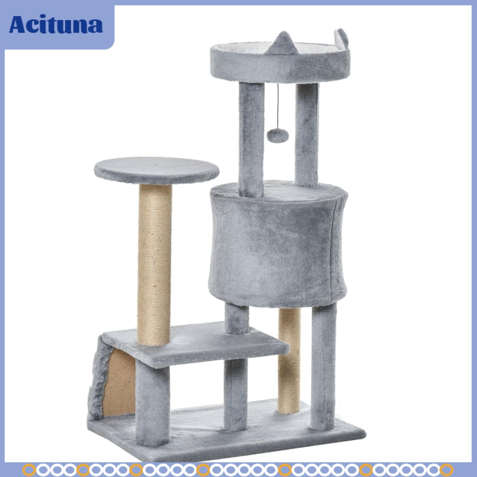 Trees Condos Multi-platform Cat Tree Cave Grey Scratching Post Plush Jute Ladder Activity Center for Active Indoor Katzen ราคา 13,055 บาท*ส่งฟรี