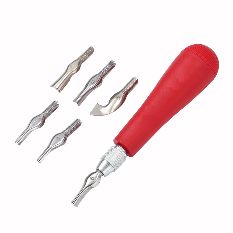 【Latest model】Linocut Carving Tools - Linoleum Cutter Kit with 6 Blades for Block Printing Stamp Making Carving Linocut Kit