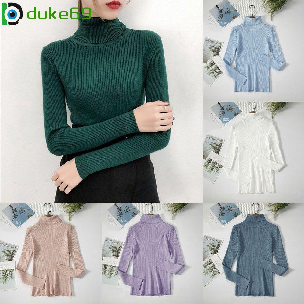 Duke69 Áo Thun Mùa thu mùa đông cổ cao Jumper Áo len nữ