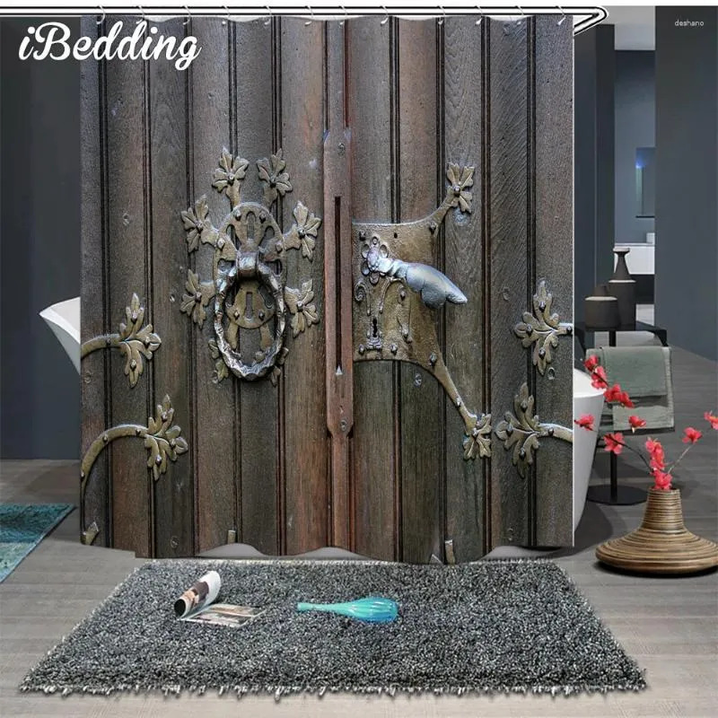 Rèm tắm Vintage Rèm cửa cũ Bộ phòng tắm không thấm nước 3D In trang trí