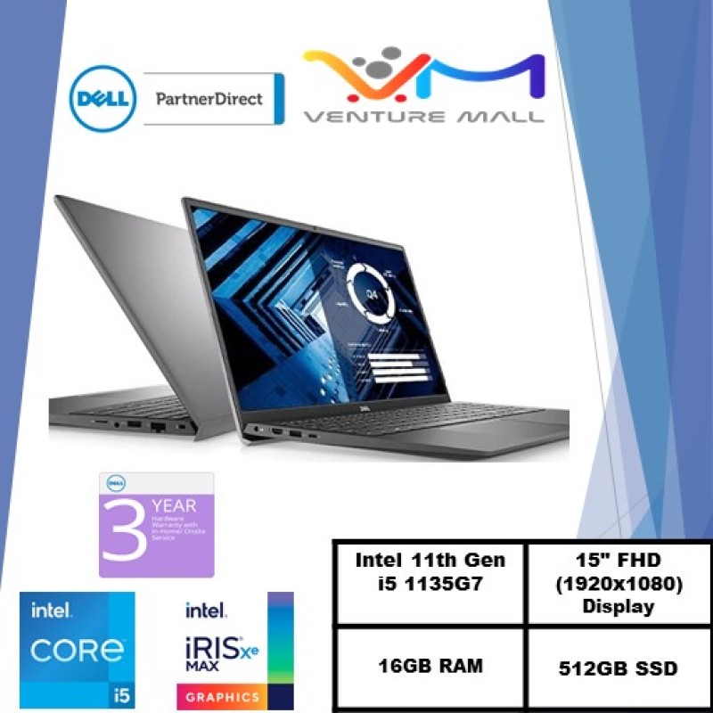 NEW 11GEN (READY STOCK)New Vostro 15 3500- Intel i5-1135G7/Win 10 Pro/Intel® Iris® Xe Graphics/16GB RAM/512GB SSD/3Yrs warranty