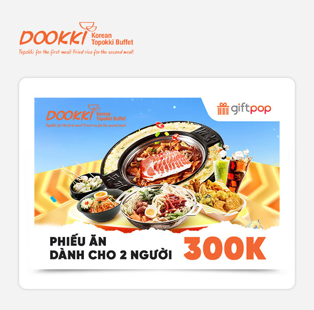 Dookki Combo 2 Vé Buffet Người Lớn 300.000 VNĐ