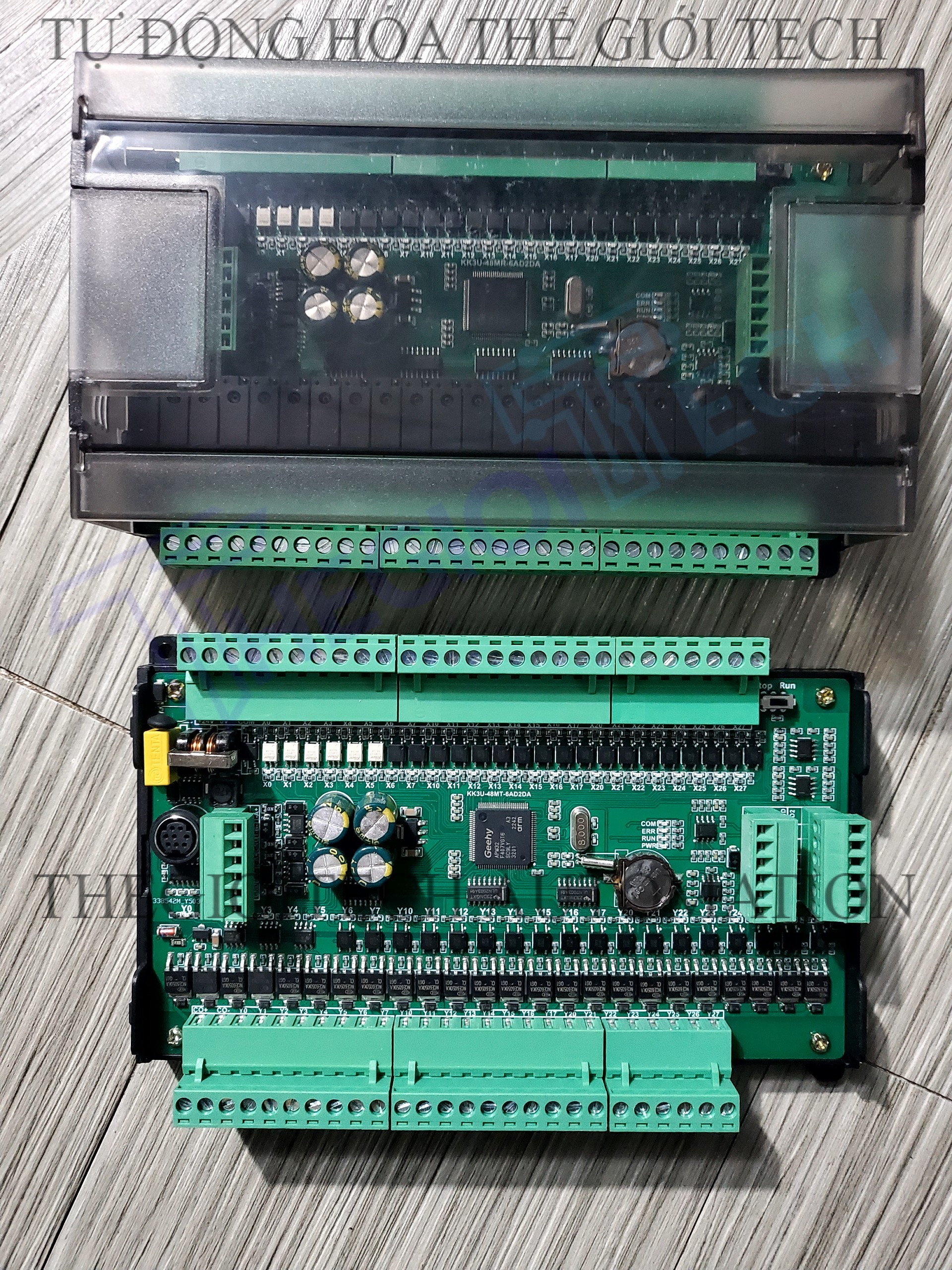 Board Mạch Lập Trình PLC KW FX3U-14/20/30/48/MR/MT relay transistor MD8 6AD/2DA 0-10V, 2 RS485, RTC, 24VDC, GX Works2, 4 Kênh Vào X0-X4 20kHz, 4 Kênh Ra Y0-Y3 Tốc Độ Cao - FX3U48MT MD8 - VỎ NGOÀI