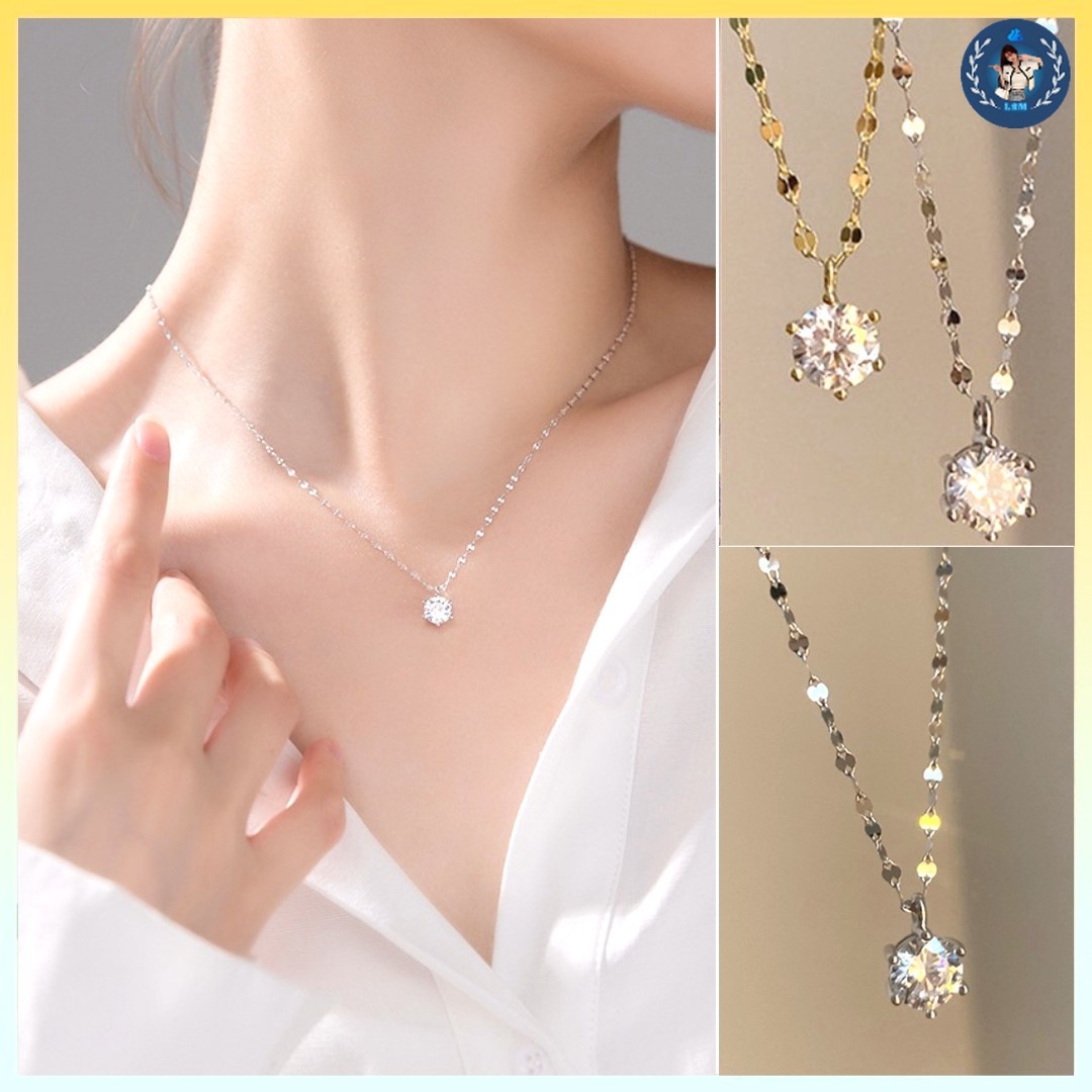 Dây chuyền nữ mặt đính đá tròn lấp lánh sang trọng - l2m