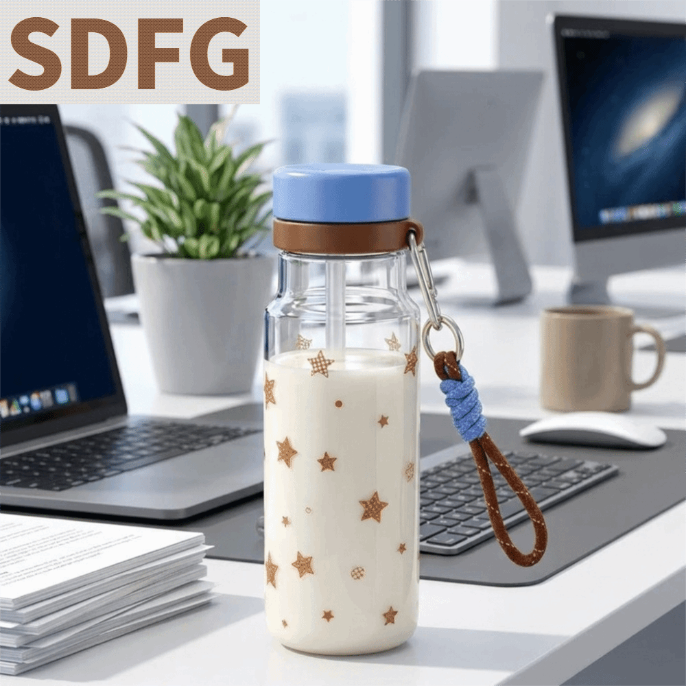 SDFG โปร่งใส ขวดน้ำพลาสติก ป้องกันการรั่วซึม ลายดาว กาต้มน้ำกีฬาแบบพกพา แก้วน้ำผลไม้ พร้อมหลอด แก้วหลอดดูด สำนักงาน ราคา 371 บาท*ส่งฟรี