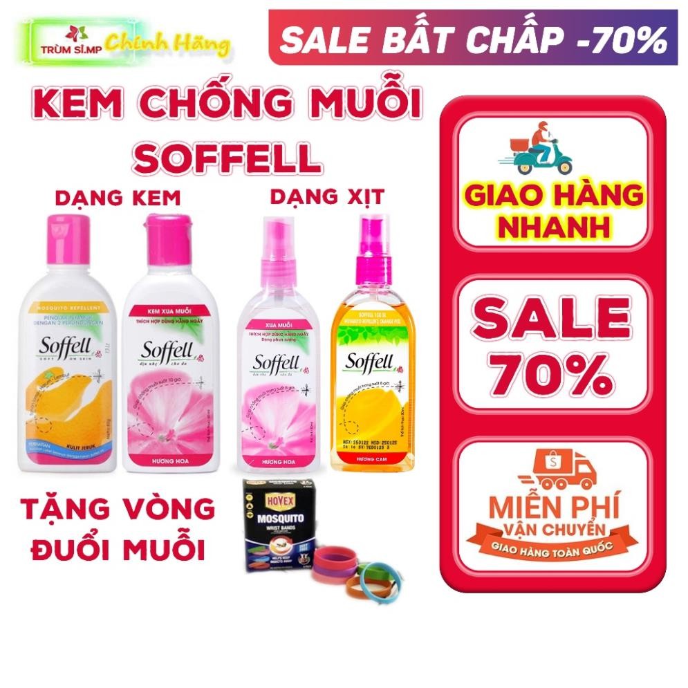 Soffell chống muỗi dạng xịt và kem bôi 60ml thái lan [ chính hãng ] tặng kèm vòng đuổi muỗi úc  CÓ HOẢ TỐC