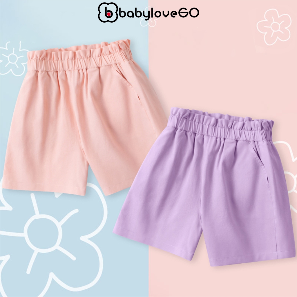 Quần đùi bé gái BabyloveGO 2023 quần short cho bé chất kaki đứng form mềm mịn thoáng mát QT006