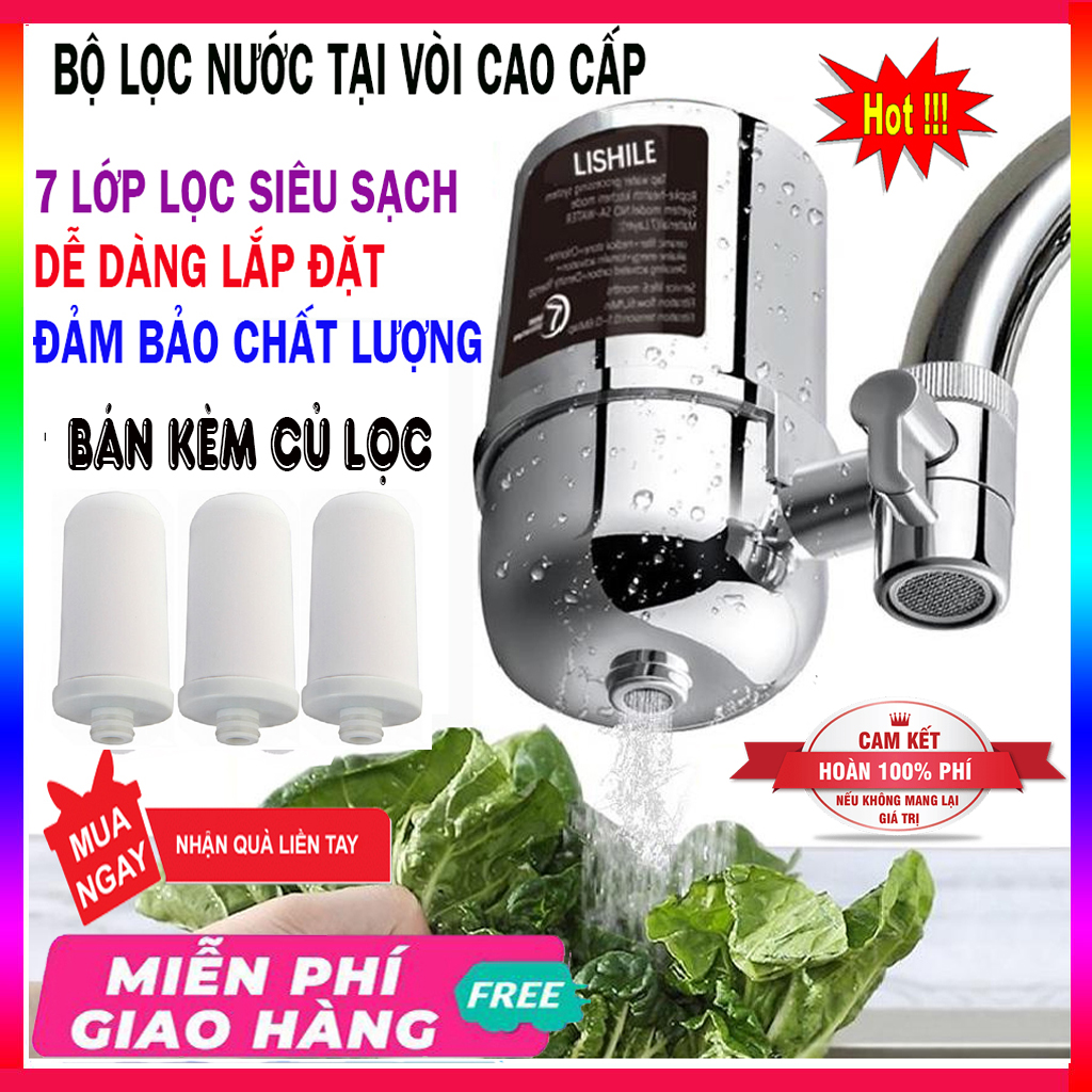 Bộ lọc nước tự động tại vòi Lishile thiết bị lọc nước tại vòi 7 lớp lọc công suất 6l/phút lọc nước sinh hoạt trên bồn rửa đầu vòi tiện lợi