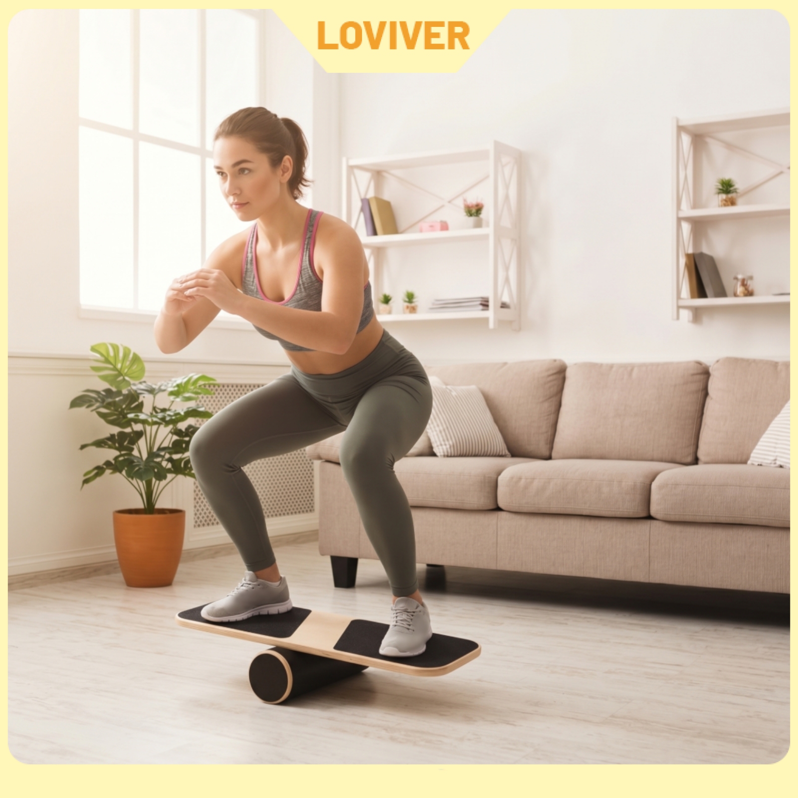 LOVIVER Portable Fitness Equipment Full Body Exercise Wooden Balance Board Natural Wood Finish 360 Rotation Roller Balance Board ราคา 2,413 บาท*ส่งฟรี