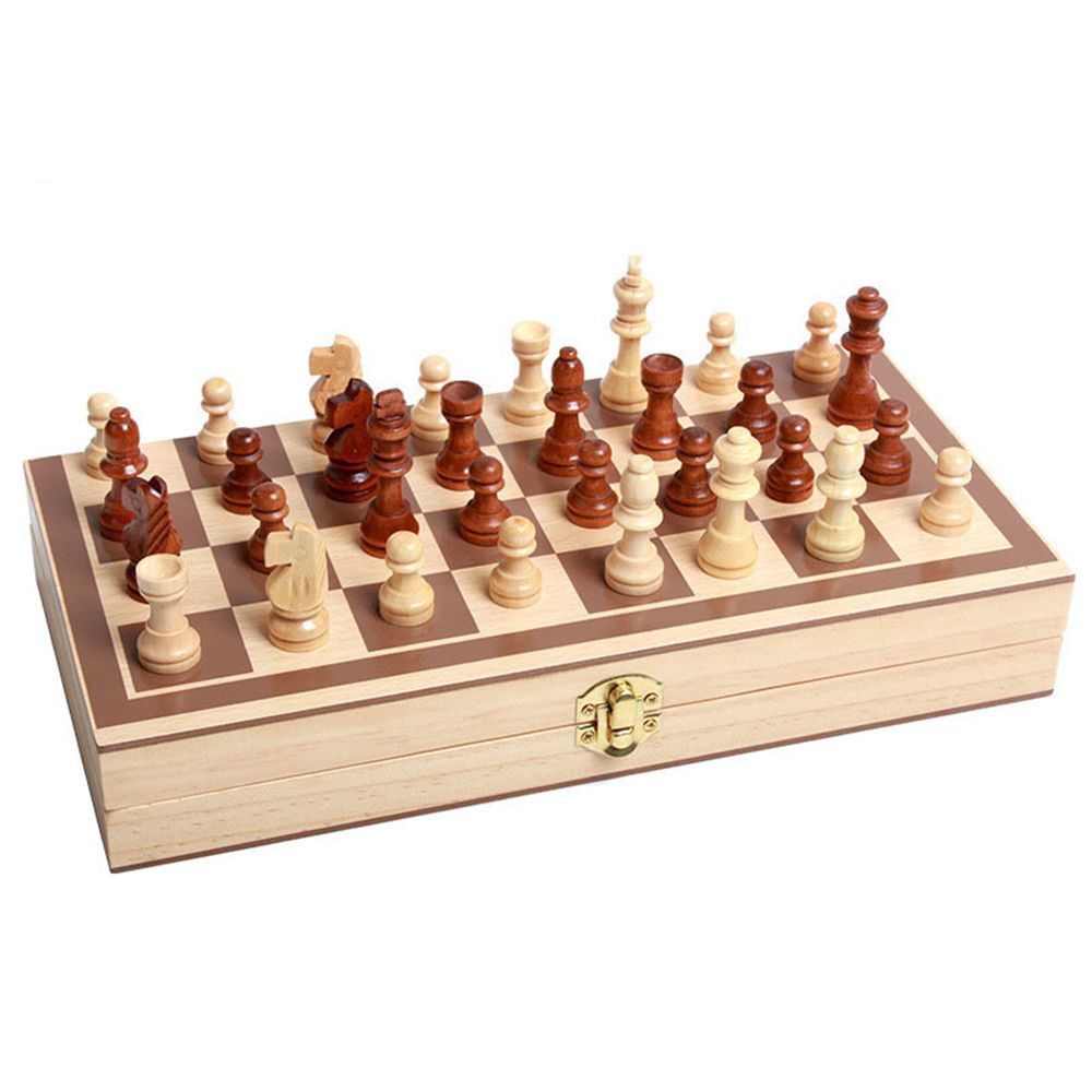 Tyller gấp di động bàn cờ IC bằng gỗ có thể gập lại Cờ Vua Trò chơi cờ Bộ cờ vua trò chơi câu đố