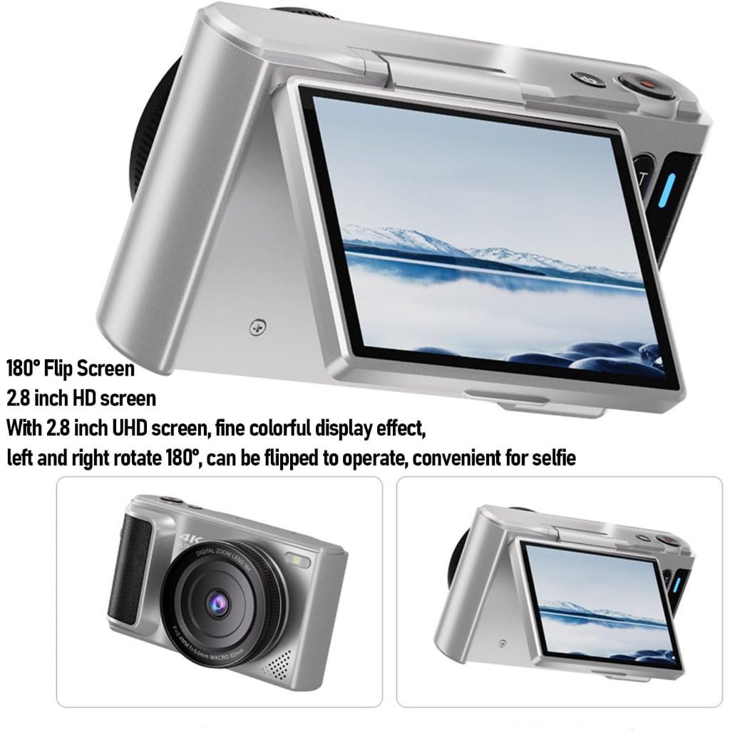 Máy ảnh kỹ thuật số 4K 64MP tự động tập trung cao độ tự động tập trung 16x camera retro kỹ thuật số