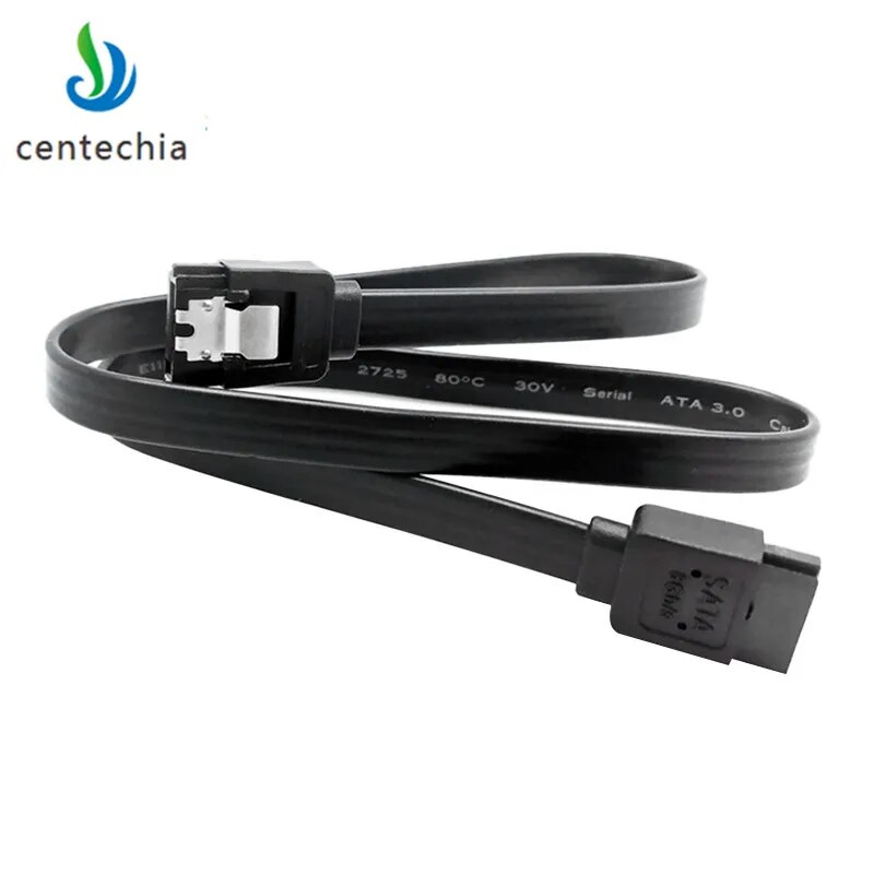 Centechia 6 Gb/giây SATA 3.0 SATA3 cổng nối tiếp ổ cứng cáp dữ liệu uốn cong đầu và đầu thẳng cáp với khóa kim loại cho SSD HDD
