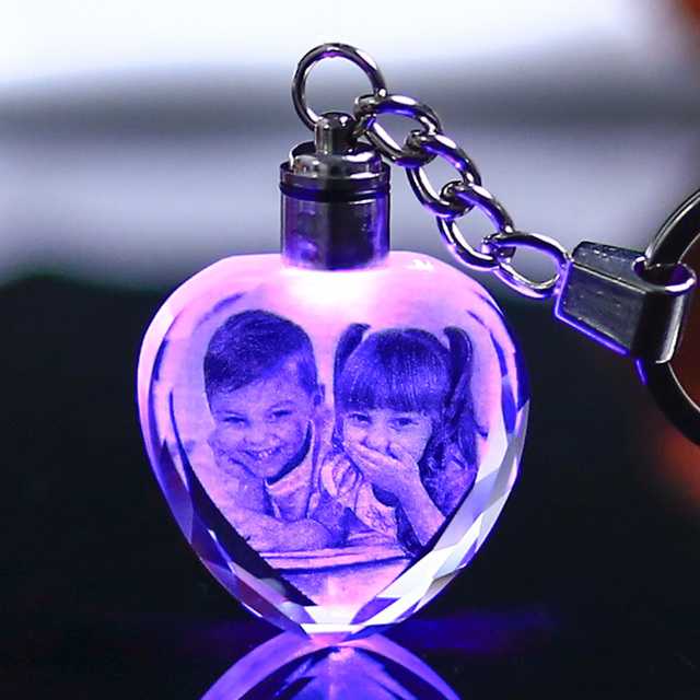 Customized K9 Crystal Mini Album Photos Heart Shaped Couple S Home Decor Personalized For Dad