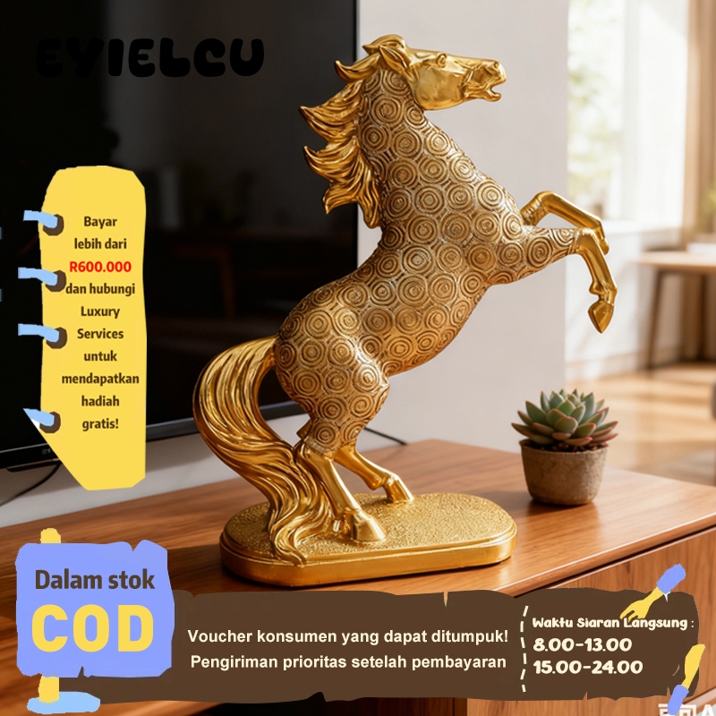 Eyre Patung Kuda Keberuntungan - Hiasan Meja Kantor, Dekorasi Ruang Tamu, Hadiah Housewarming (Bawa Re…