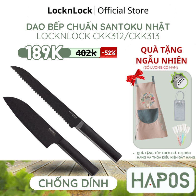 Dao cắt bánh mì LocknLock Bread Knife CKK313 dài 330mm bằng thép không gỉ, lưỡi răng cưa, kháng nước- HAPOS