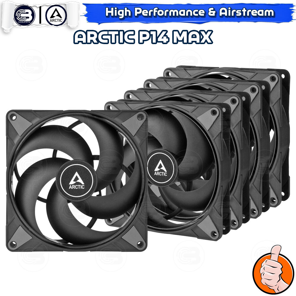 [CoolBlasterThai] ARCTIC P14 Max Black 2800 RPM (size 140 mm.) X5 Value Pack PC Fan Case ประกัน 6 ปี ราคา 2,490 บาท*ส่งฟรี