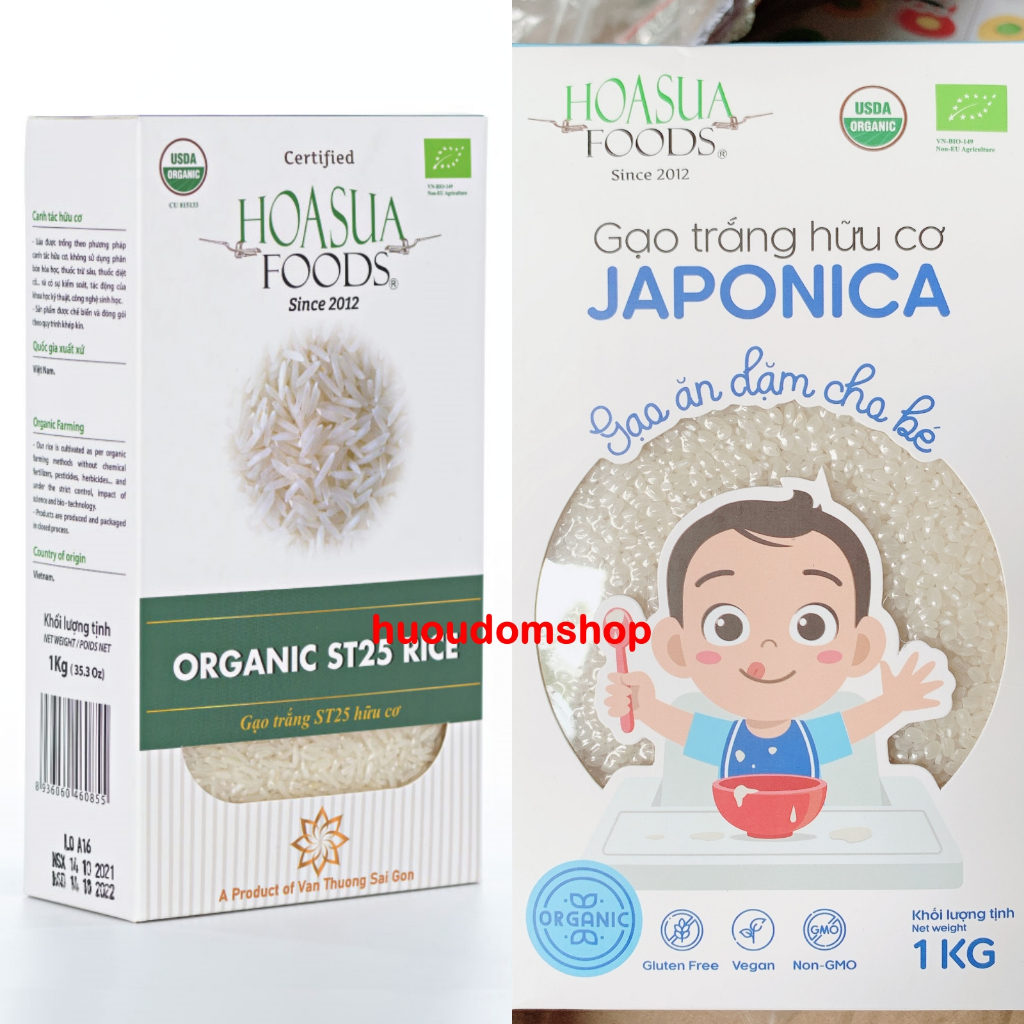 Gạo trắng hữu cơ ST25, Japonica hữu cơ Hoa Sữa huoudomshop