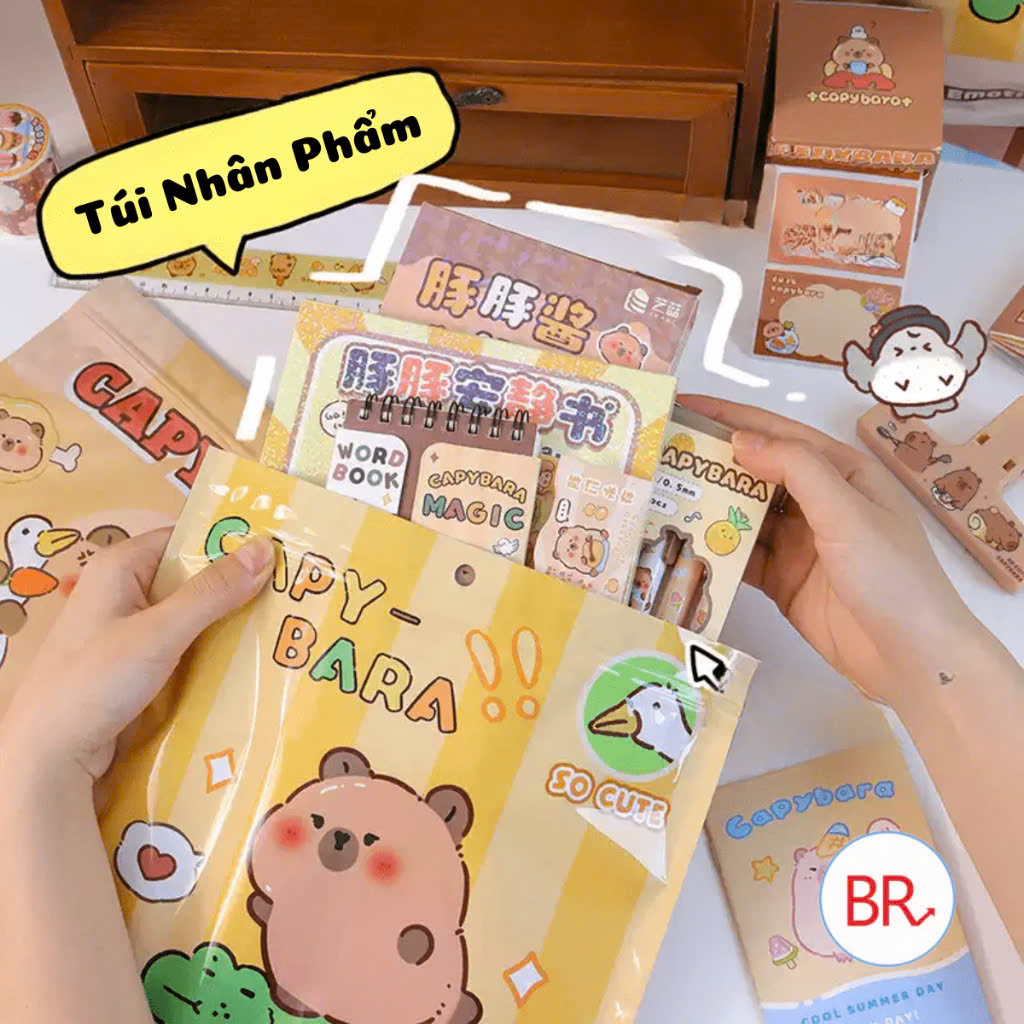 Túi mù Blind pack 8-10 món đồ dùng Capybara Lucky bag set quà tặng cho bé túi test nhân phẩm quà tặng học sinh