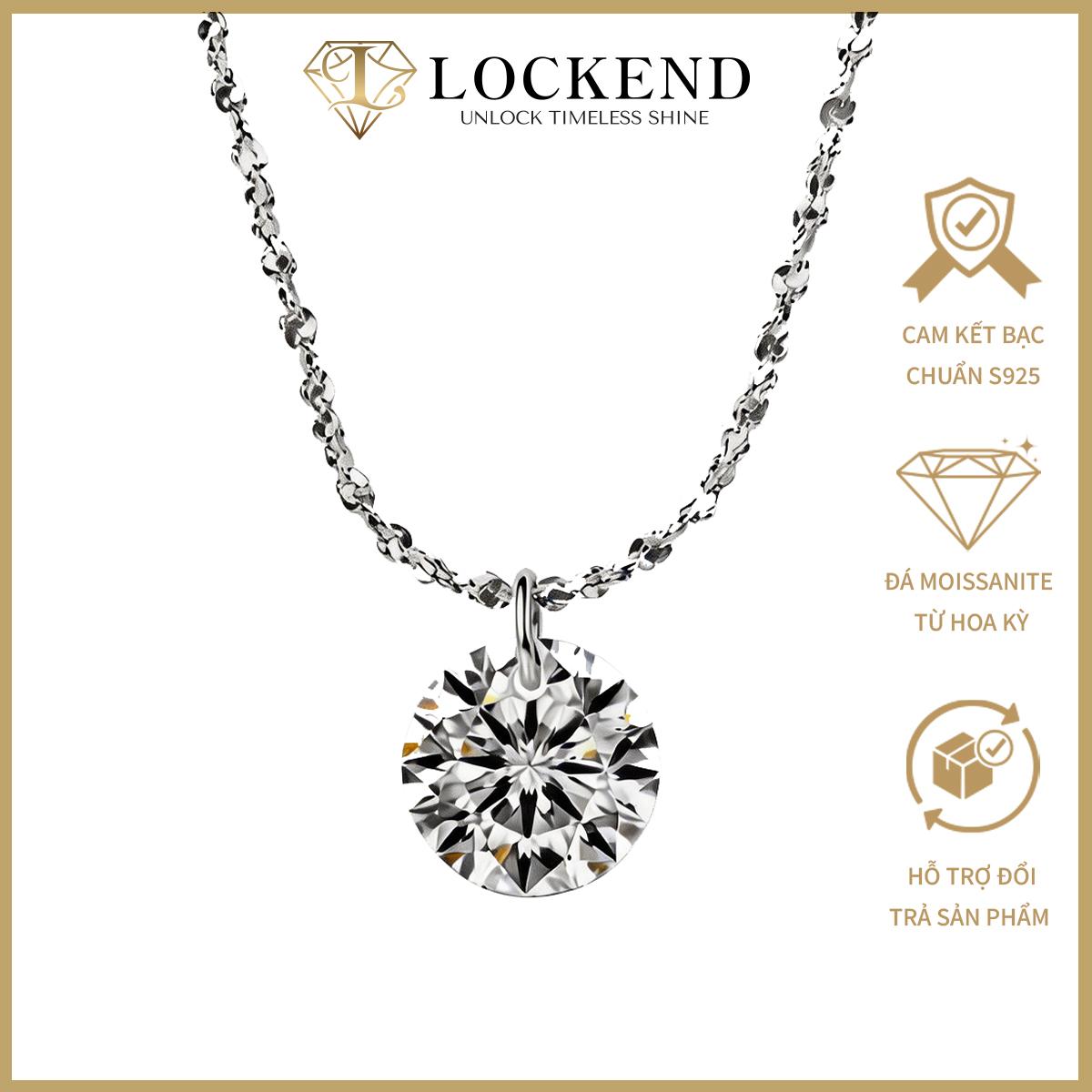 [Lockend] Dây chuyền ngọc tâm bạc 925 đính đá Moissanite 2 carat có chứng nhận GRA thiết kế basic sang trọng nữ