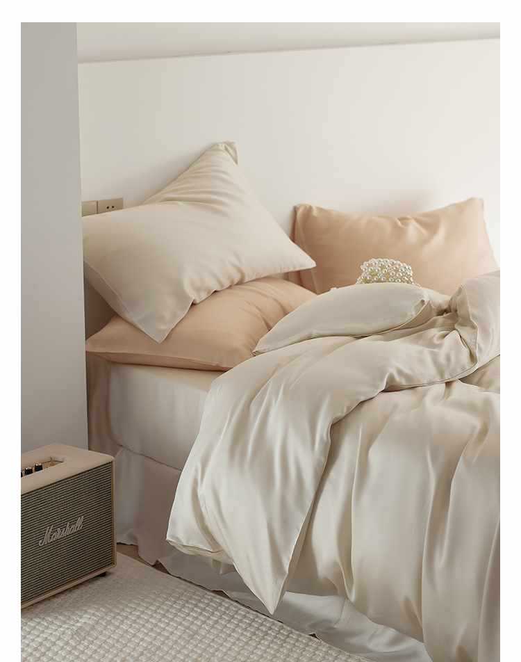 Set di biancheria da letto 60 pezzi in Tencel Four tinta unita Ice Silk Summer Naked, lenzuolo con angoli elasticizzati, set copripiumino, set di lenzuola in tre pezzi AoyuejHasd-CB