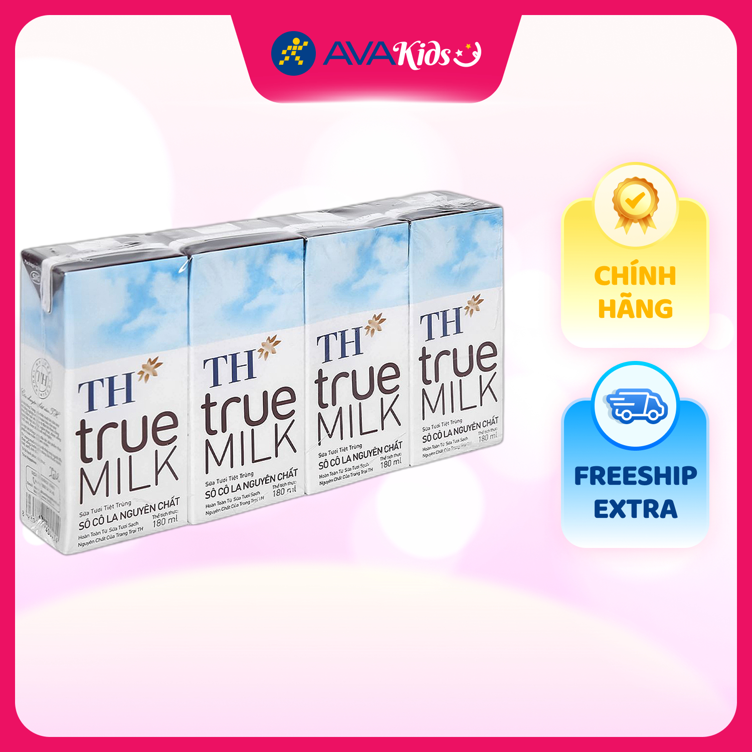 Lốc 4 hộp sữa tươi tiệt trùng TH true MILK có đường hương socola 180 ml (từ 1 tuổi)