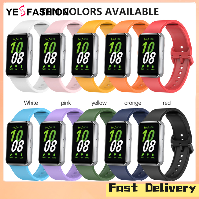 Yesfashion Store IN stock Silicone Strap Smart Watch Bracelet Replacement Strap Wristband With Fixed Buckle Replacement Silicone Wrist Band Strap Compatible For Galaxy FIT 3 Smartwatch ราคา 67 บาท*ส่งฟรี