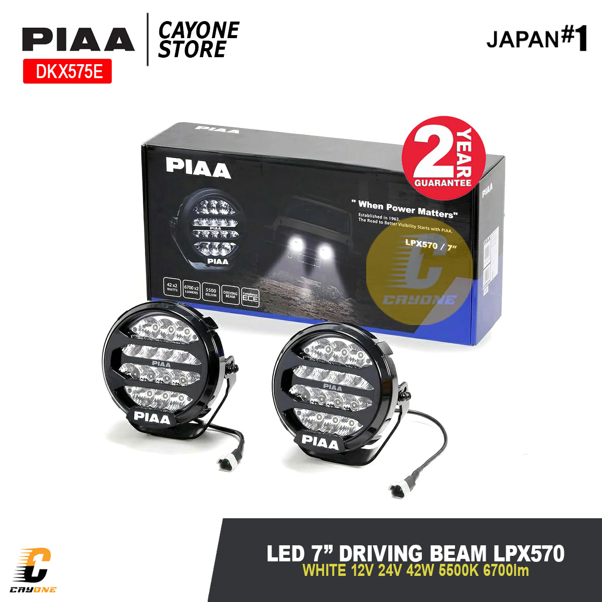 Piaa Lpx570 7 Inch Led White Driving Beam Kit White Spotlight 12V 24V 24W 5500K 6720Lm Harga 10,359,375 rupiah*Gratis Ongkir