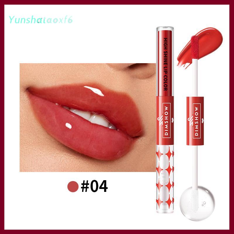 yunshataoxf Hai đầu dưỡng ẩm gương son bóng, lâu dài và không thấm nước nhung son môi, Màu vẽ không Smudge không dính cup - 8