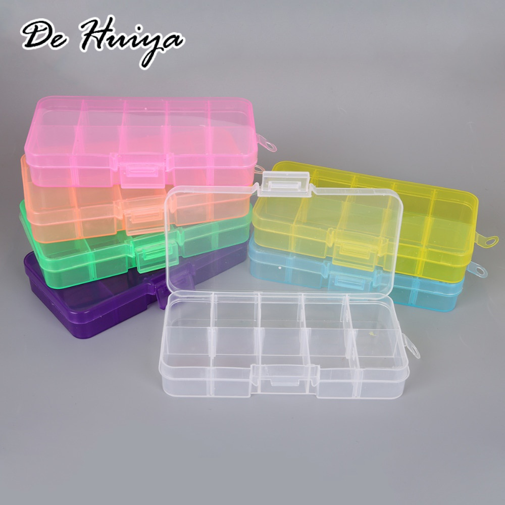 DEHUIYA กล่องเครื่องประดับพลาสติก10ช่องปรับความสะดวกสบายได้ ราคา 12 บาท*ส่งฟรี