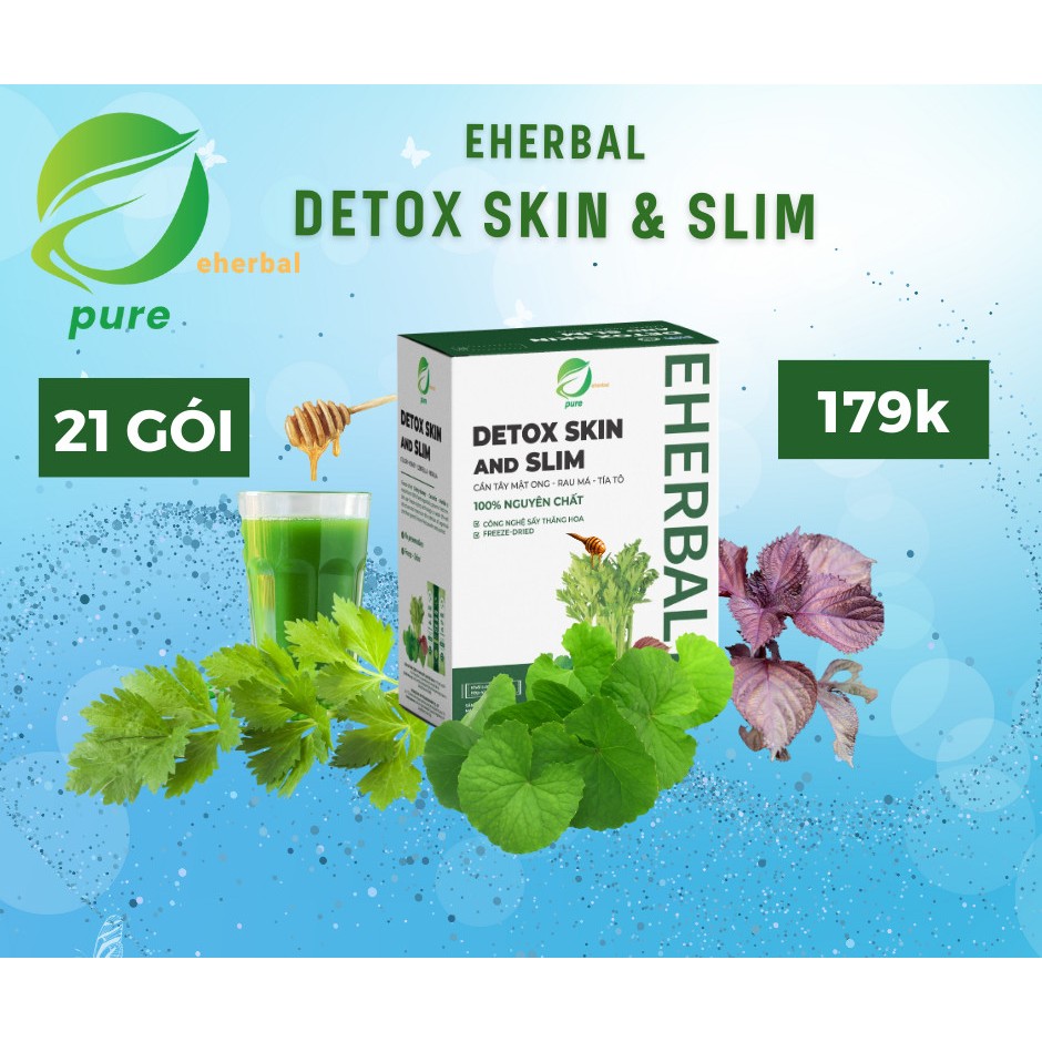 Bột cần tây mật ong rau má tía tô eherbal detox skin & slim