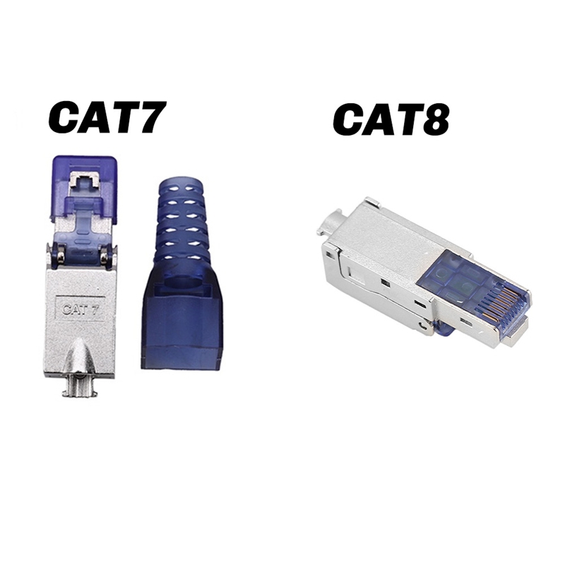 10Pcs CAT7 RJ45 Connector Plug Without Crimping Tool 23/24AWG Zinc Alloy Shielded Network Cable RJ45 Plug