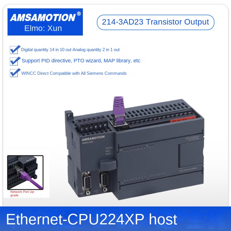 Bo Lập Trình PLC AMSAMOTION - 214-3AD23 Có Cổng Mạng | CPU224XP AMX Tương Thích Siemens S7-200 | 214-2BD23-0XB8/2AD23
