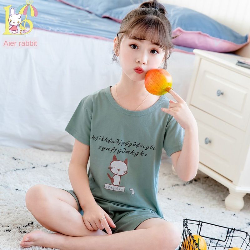 Nơi bán Trẻ Em Bộ Đồ Ngủ Bé Gái Mùa Hè Nhà Dịch Vụ Phù Hợp Với Bé Gái Cotton Điều Hòa Không Khí Quần Áo Trẻ Em