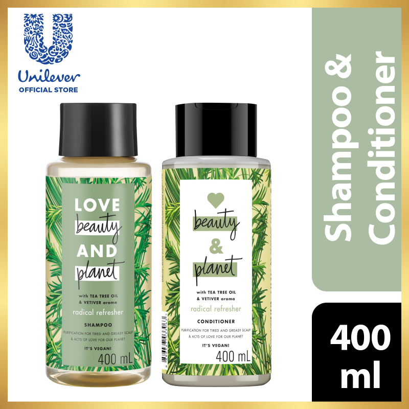 Buy Love beauty And Planet Tea Tree Oil & Vetiver Radical Refresher Shampoo 400ml + Conditioner 400ml Singapore