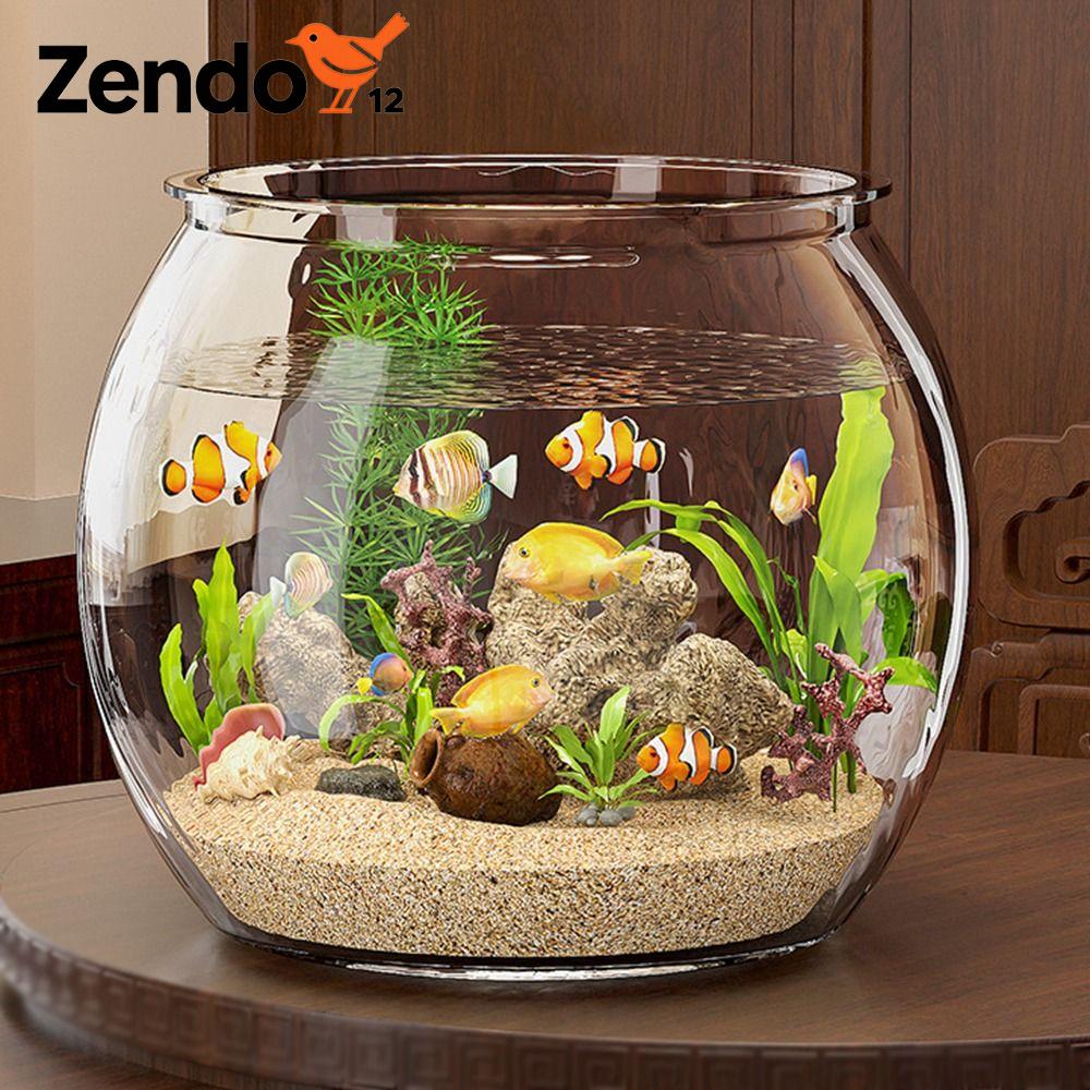 ZENDO12 Nhựa Bát cá tròn Bát cá vàng Siêu rõ Bể cá để bàn Di động Trang trí Bể ngắm cá Trang trí để bàn