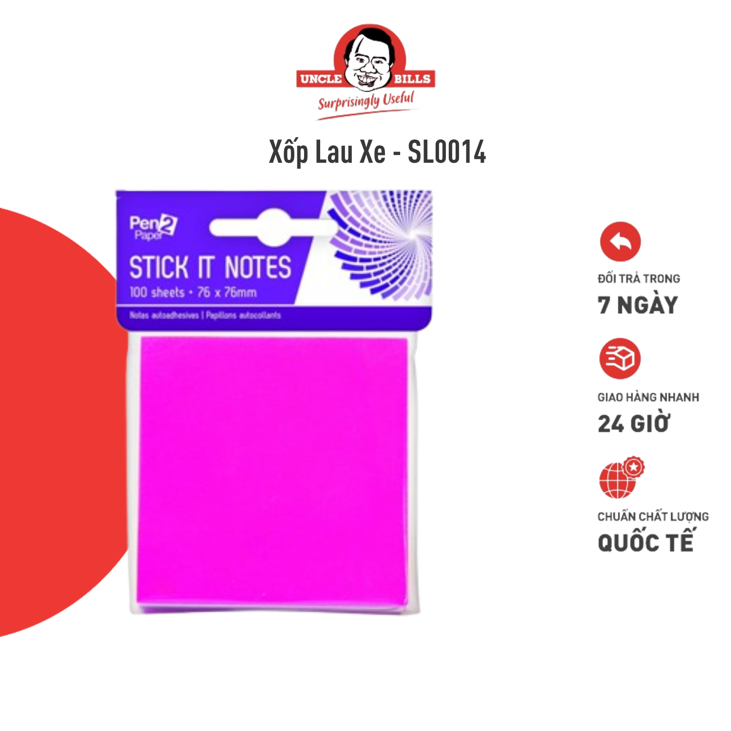 Bộ 100 tờ giấy note màu neon ubl sl0014