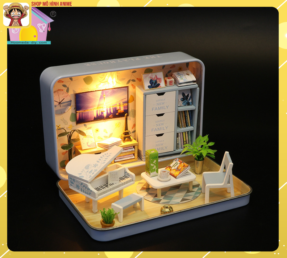 [Hoàn Tiền 10%]Mô Hình Lắp Ráp Nhà Trang Trí, Tiệm Cafe Xinh Xắn, Có Đèn Led, Dụng Cụ Lắp Ghép - Quà Tặng, Quà Lưu Niệm