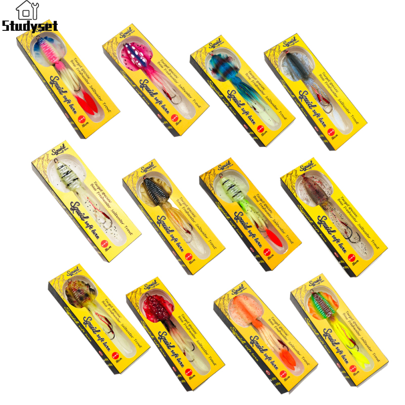 Studyset IN stock Squid Jigs Simulation 60g Luminous UV Bionic Squid Fishing Lures Swimbait For Saltwater Ocean Fishing 60g ราคา 152 บาท*ส่งฟรี