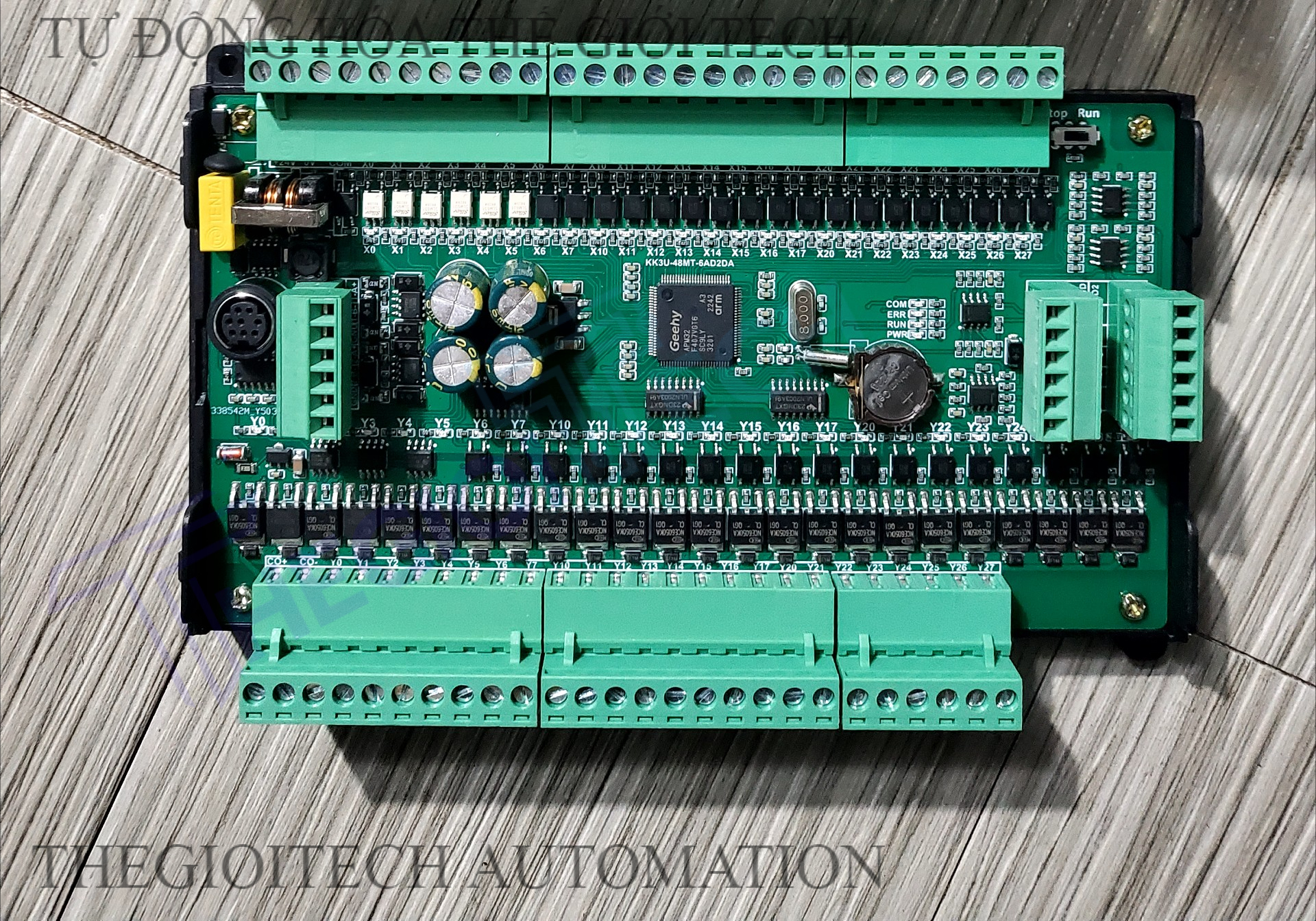 Board Mạch Lập Trình PLC KW FX3U-48MT 24 input 24 output transistor MD8 6AD/2DA 0-10V, 2 RS485, RTC, 24VDC, GX Works2, 4 Kênh Vào X0-X4 20kHz, 4 Kênh Ra Y0-Y3 Tốc Độ Cao - FX3U48MT MD8 - MẠCH TRẦN