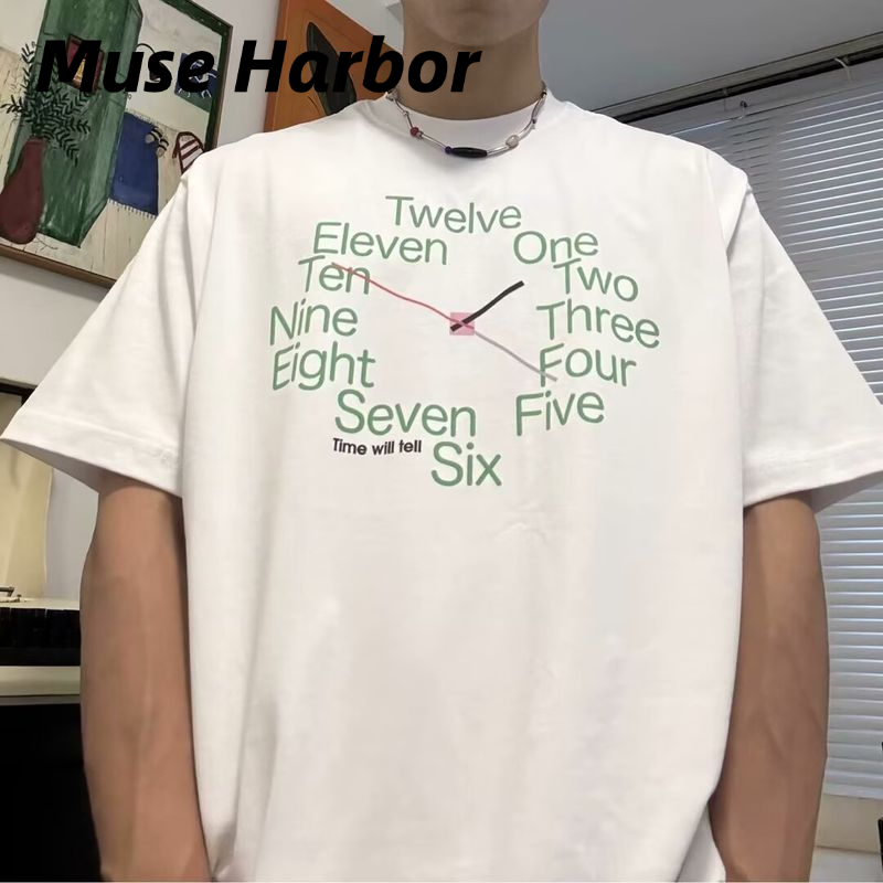 Muse Harbor เสื้อยืดผู้ชายลายตลกคอกลมแขนสั้นใส่สบายสไตล์วัยรุ่น ราคา 63 บาท*ส่งฟรี