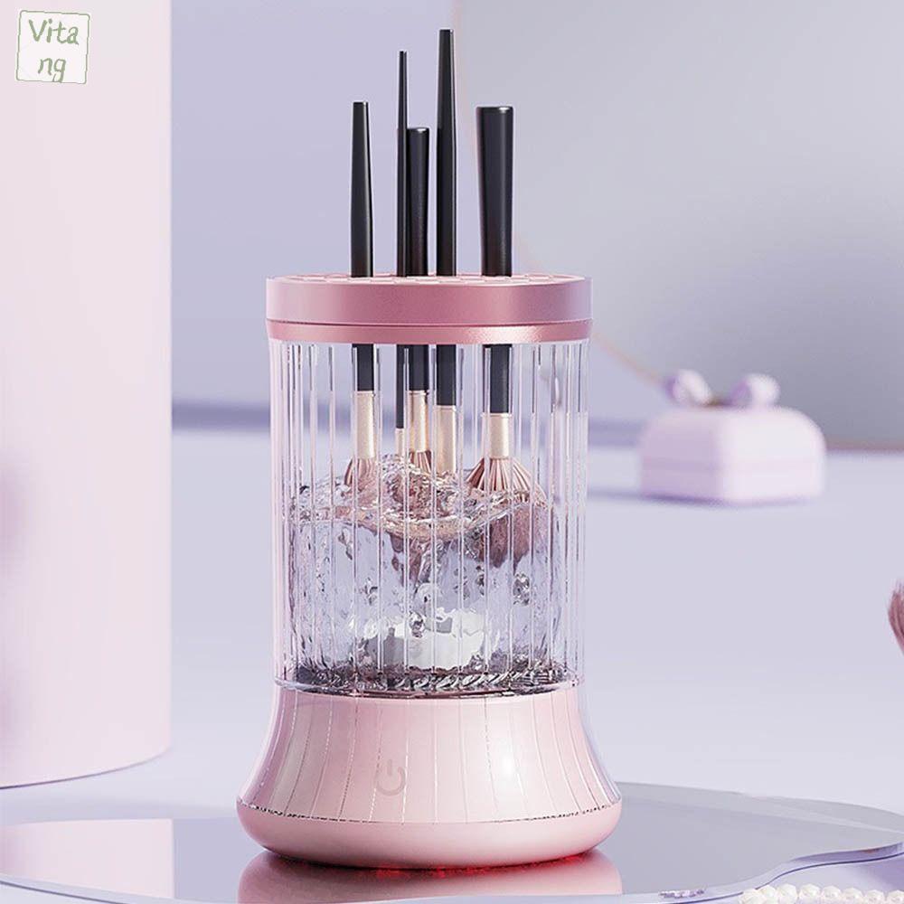 VITANG Có thể sạc lại Máy làm sạch cọ trang điểm điện Nhanh khô Tiện lợi Máy làm sạch cọ mỹ phẩm Đa chức năng Có thể nhìn thấy Dụng cụ làm sạch cọ trang điểm Phụ kiện sấy khô