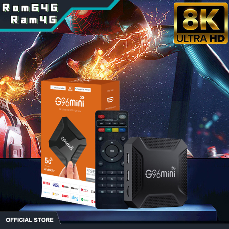 Android tv box g96mini 5g bản 4gb+64gb tiếng việt wifi 5g, android 13 , rk3528 8k hd wifi tv box tv box
