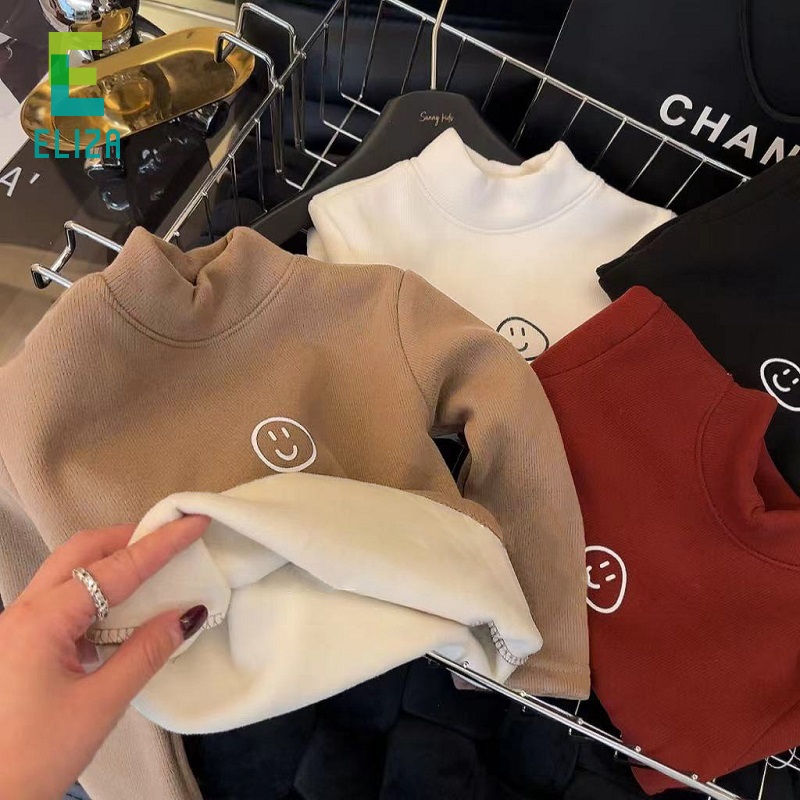 ES Áo nỉ trẻ em, áo lót thời trang cho trẻ em, áo cổ lọ nửa, áo nỉ ấm liền thân