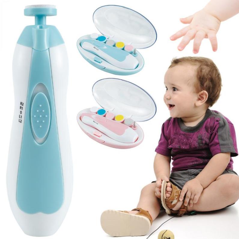Máy cắt móng tay cho bé sơ sinh tự động an toàn kèm 6 đầu trụ mài có đèn LED, không ồn