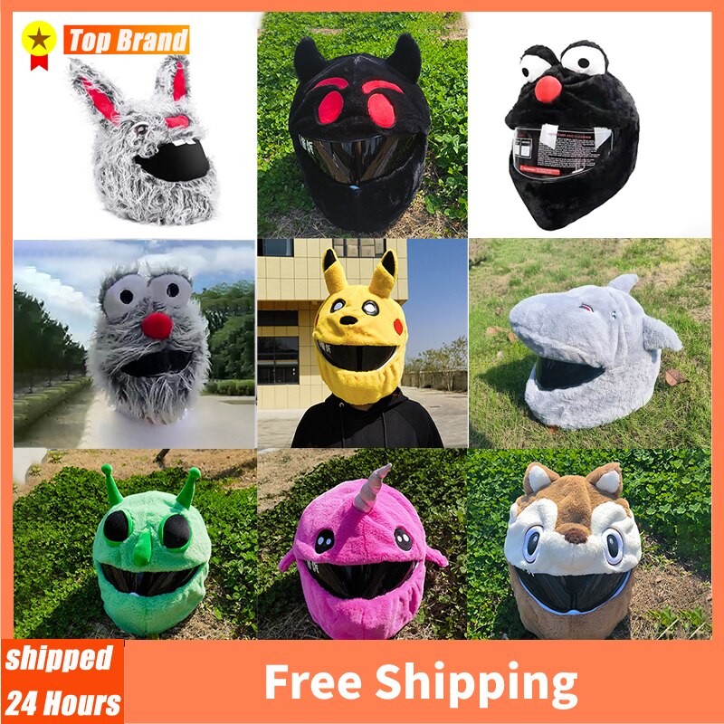 Mũ Bảo Hiểm Bảo vệ mũ Bìa phim hoạt hình Fluffy sang trọng thiết lập cho xe máy Full-Face trường hợp cho ngoài trời vui vẻ cá nhân Mũ bảo hiểm