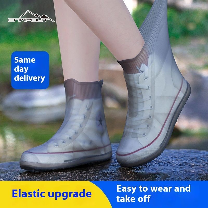 【CAMPOUT】 Rainproof shoe covers: waterproof, non-slip, thickened, wear-resistant, and portable riding shoe covers. ราคา 99 บาท*ส่งฟรี