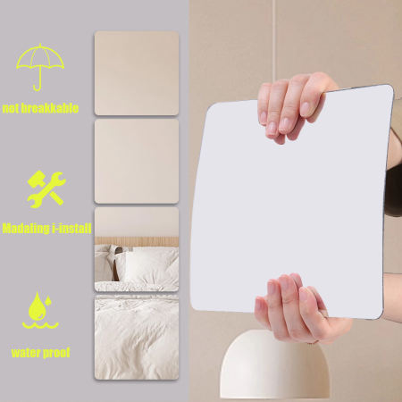 HD Mirror Square Self-adhesive Wall Stickers for Home Decoration