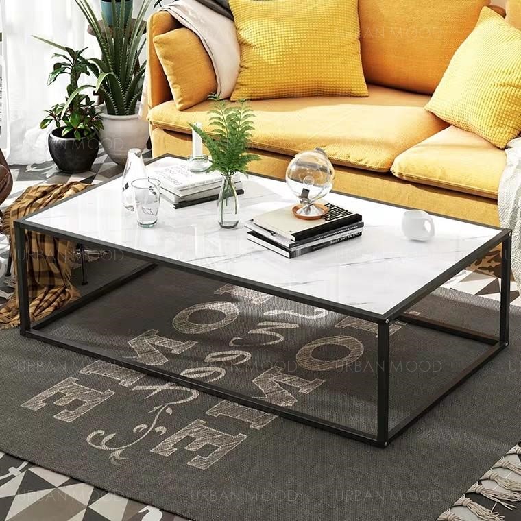 ASPEN Minimalist Wire Frame Marble Coffee Table