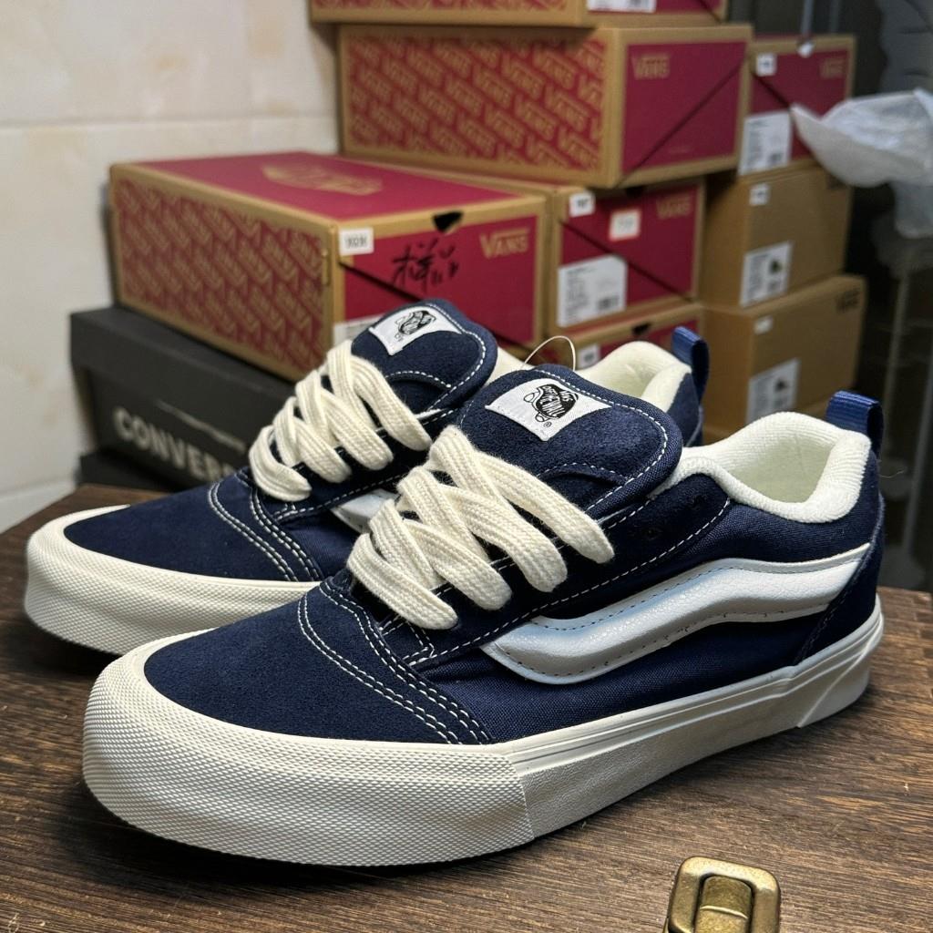 Vans Knu Skool Giày bánh mì Giày thể thao giản dị thấp màu xanh 36-44