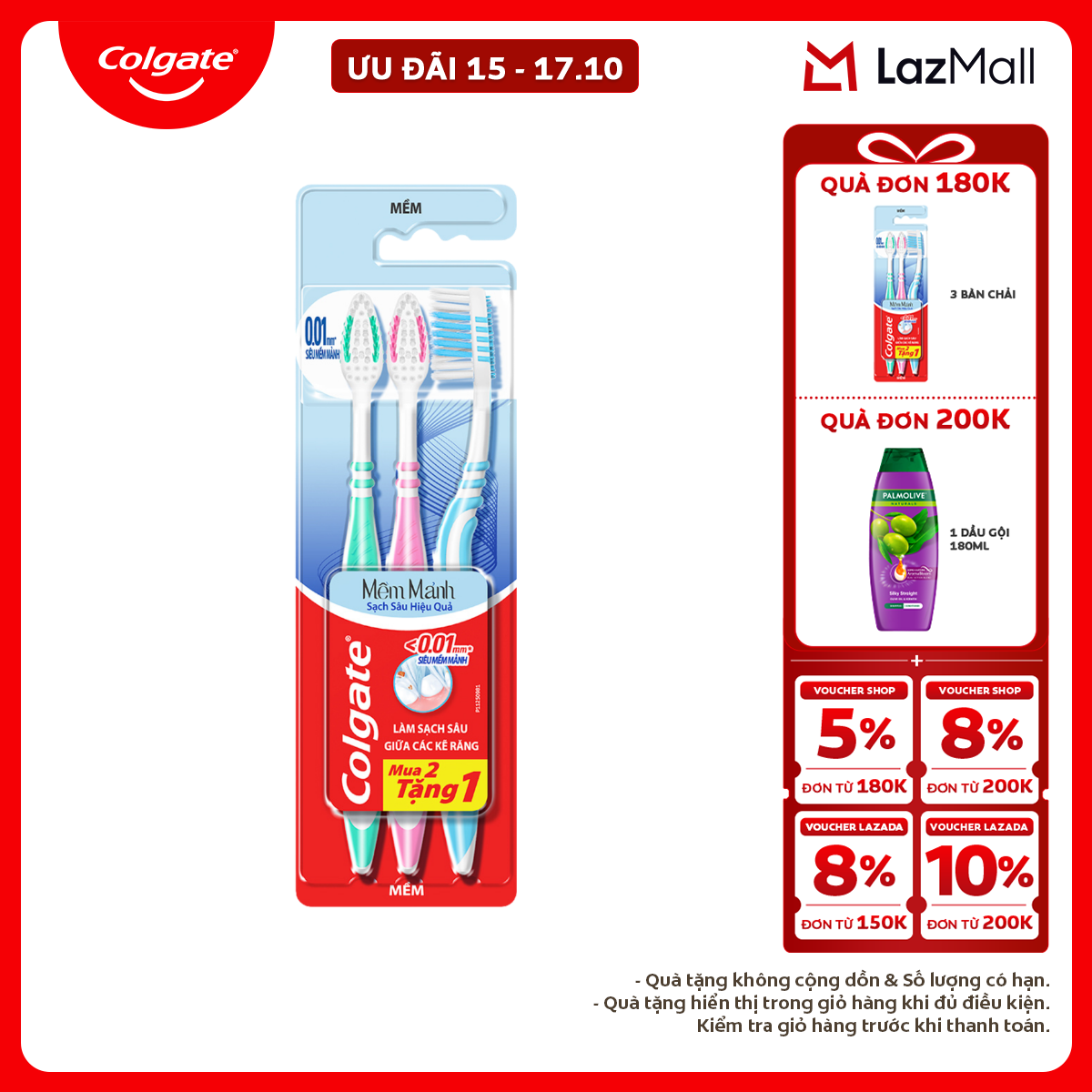 Bàn chải đánh răng Colgate SlimSoft Deep Clean sạch sâu hiệu quả
